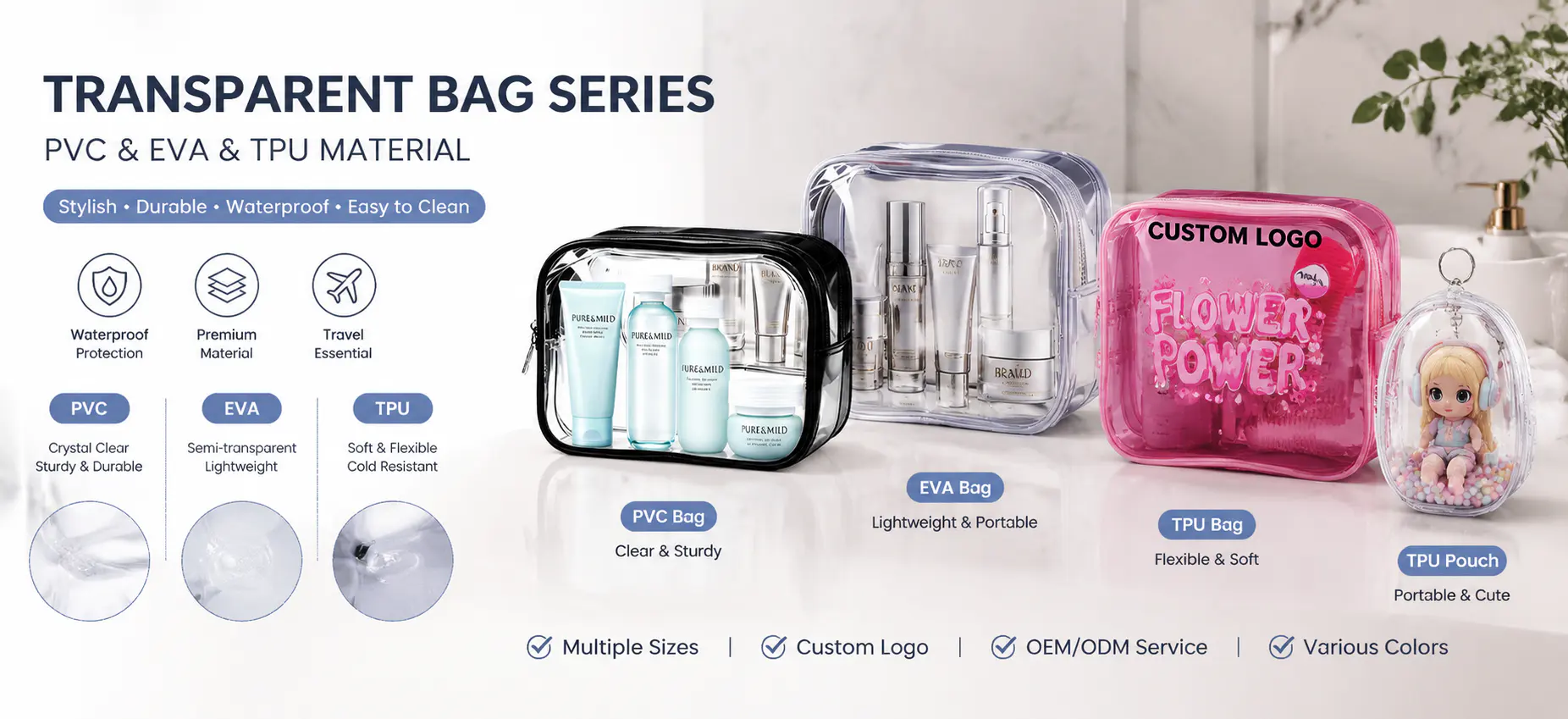 Custom Clear Makeup Bags
