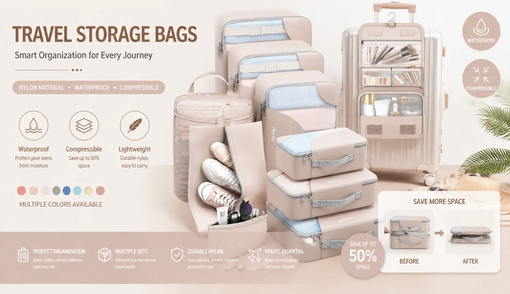 Custom Travel Packing Cube Storage Bags manufactured by HaoRan